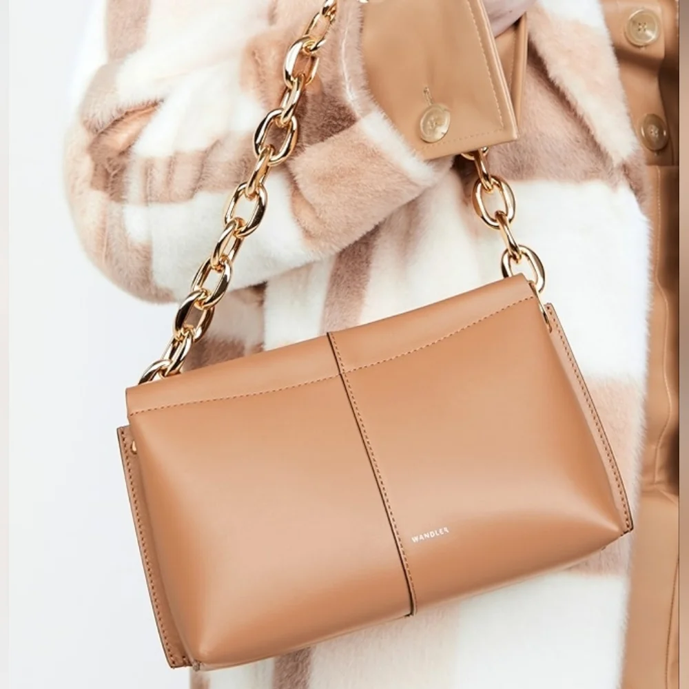 NWT WANDLER MINI CARLY CHAIN STRAP LEATHER SHOULDER BAG - AMBER